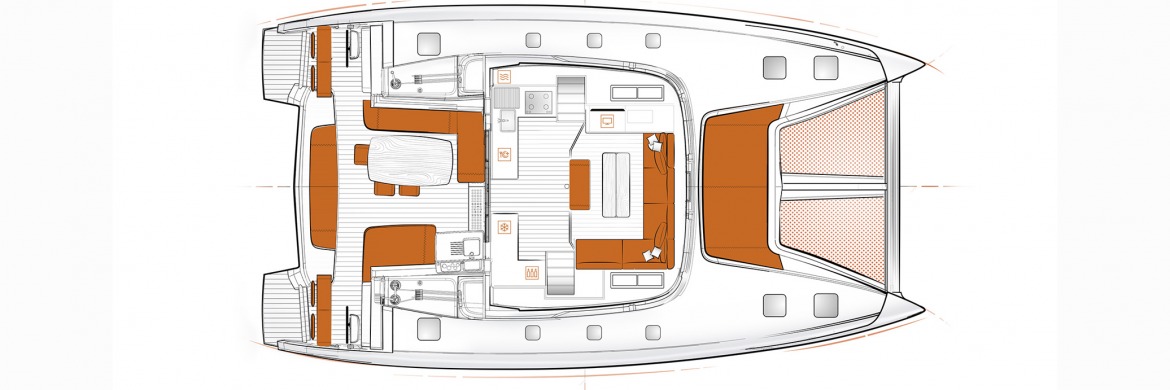 Excess 15 Catamaran 3 saloon layout